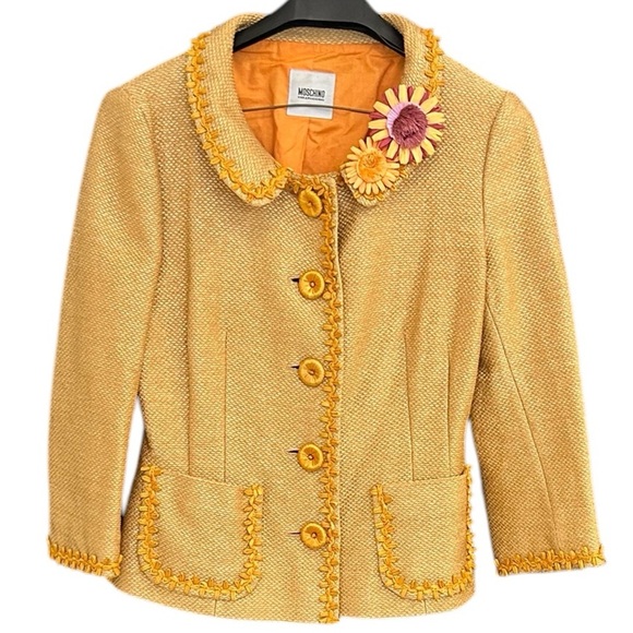 Moschino Cheap and Chic Sz 6 vintage EUC basket weave blazer- ultra fun and lux - Picture 1 of 15